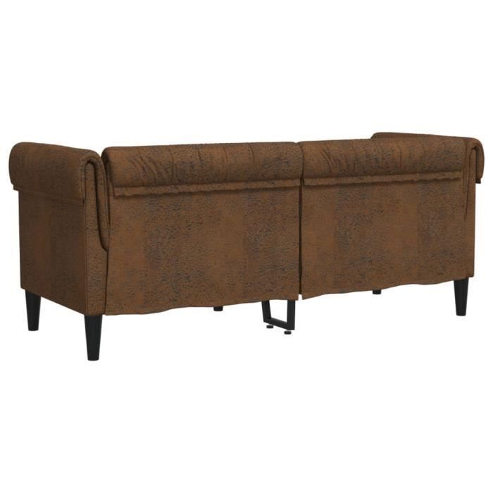 Canapé Chesterfield - MOTHINESSTO - 2 places - Tissu marron - Style classique - Confort moelleux - Vue supplémentaire 2