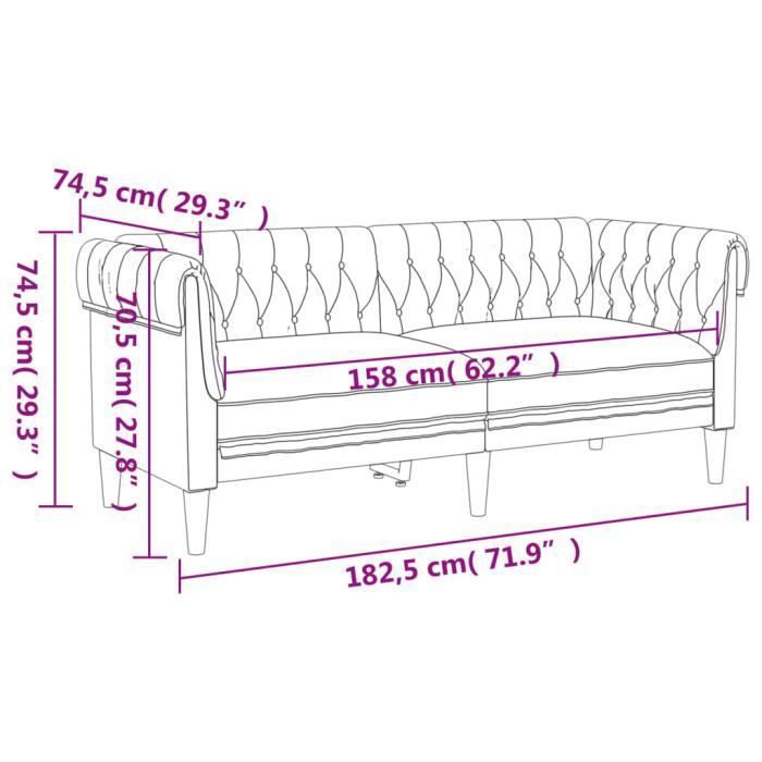 Canapé Chesterfield - MOTHINESSTO - 2 places - Tissu marron - Style classique - Confort moelleux - Vue supplémentaire 3