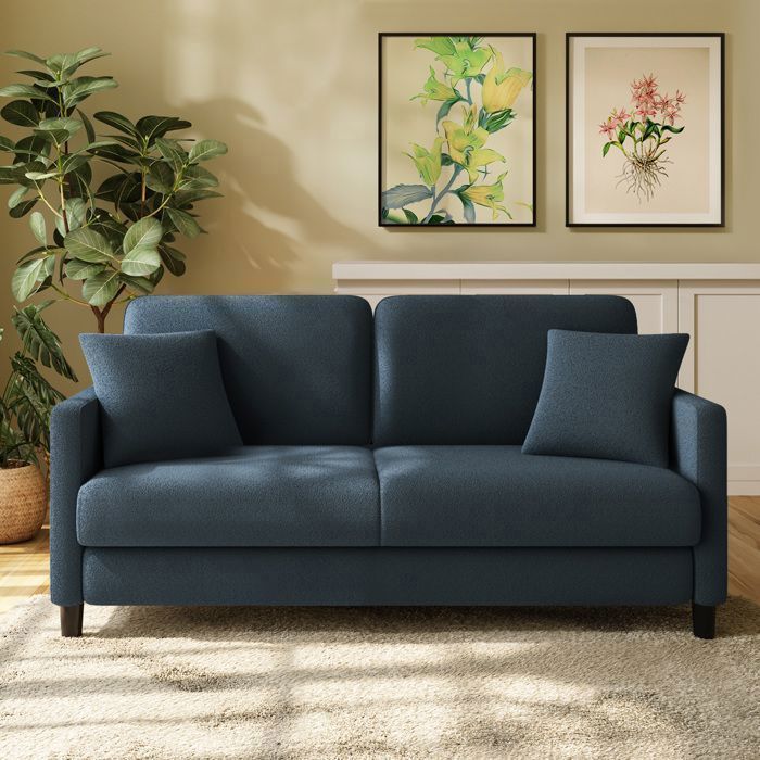 Produit similaire: Canapé 2 Places en Velours Teddy Bleu Gris pour Salon,Canapé Scandinave avec 2 coussins comfortable,pieds en bois,165×78×85CM