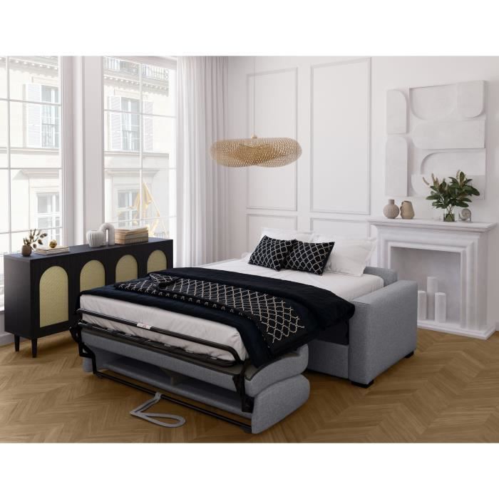 Canapé convertible express - MARIUS - Tissu Gris clair - matelas 14cm - 190 x 100 x 87 cm - Vue supplémentaire 2