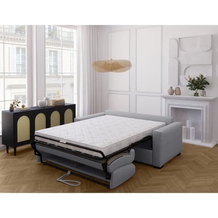 Canapé convertible express - MARIUS - Tissu Gris clair - matelas 14cm - 190 x 100 x 87 cm - Vue supplémentaire 3