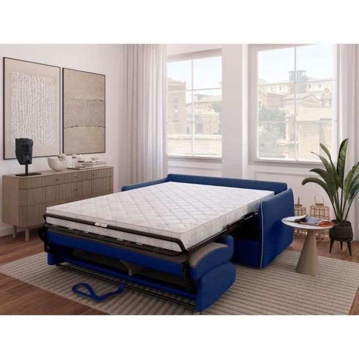 Canapé convertible express - AGATHE - Tissu Bleu - matelas 14cm - 175 x 100 x 87 cm - Vue supplémentaire 2