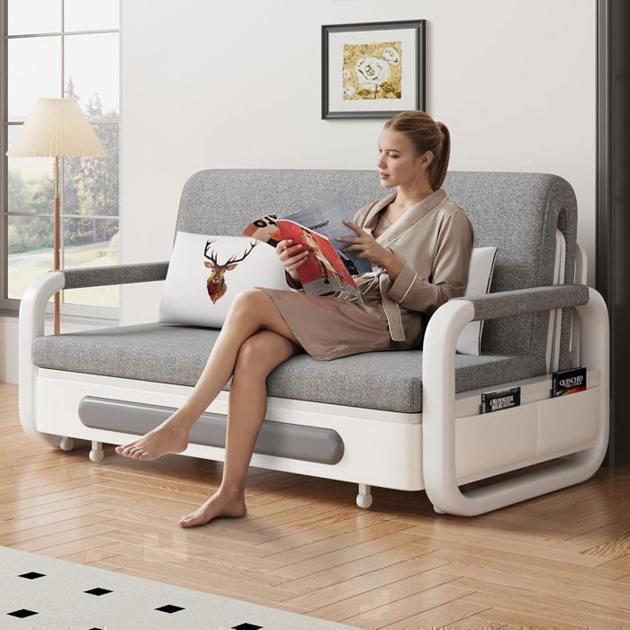 Canapé convertible avec fonction lit et rangement, canapé-lit pour petits espaces et salons, 128 cm