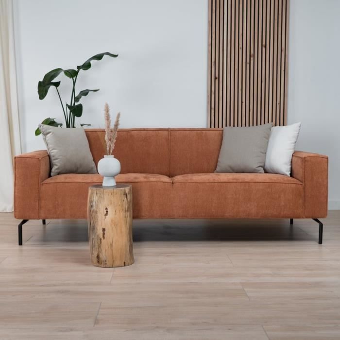 Canapé Kansas terracotta mélange - Livin24 - 3 places - Orange - Avec accoudoirs - Tissu/polyester/viscose - Vue supplémentaire 3