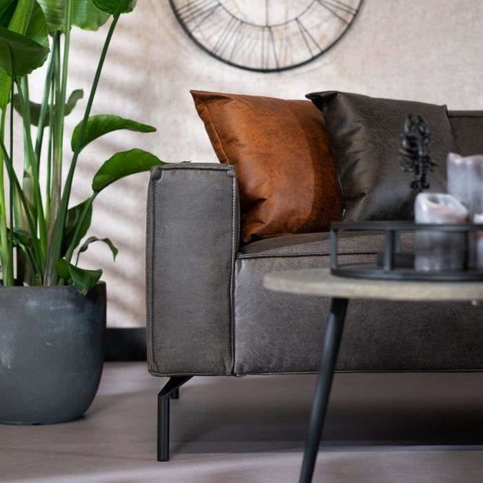 Canapé d'angle industriel Livin24 Kansas anthracite gauche - Confortable et durable en cuir écologique - Vue supplémentaire 1