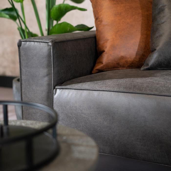Canapé d'angle industriel Livin24 Kansas anthracite gauche - Confortable et durable en cuir écologique - Vue supplémentaire 2