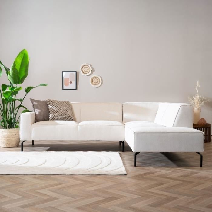 Canapé d'angle scandinave Livin24 Kansas beige mélange - Ressorts Nosag et mousse HR pour un confort durable - Vue supplémentaire 1