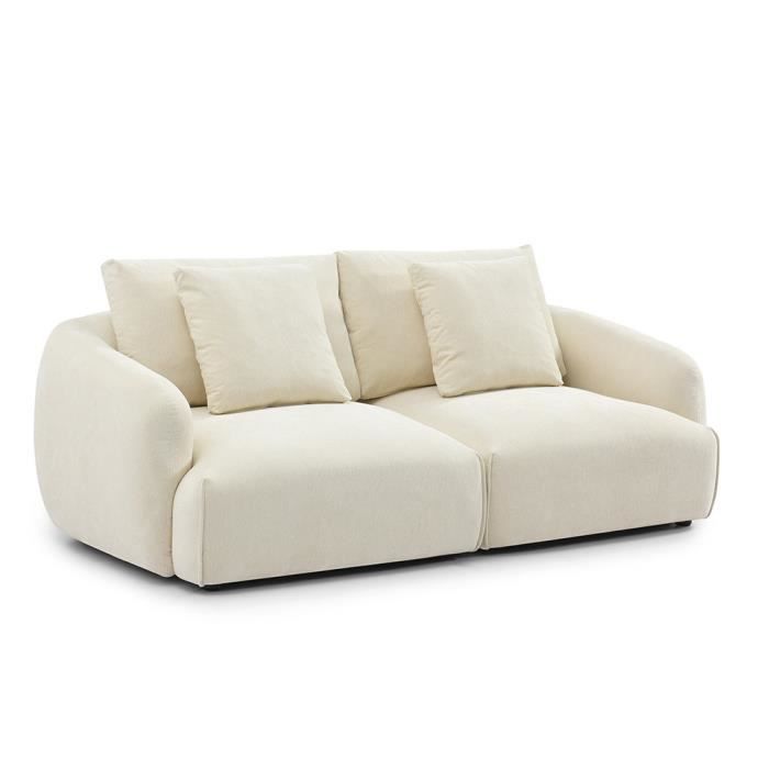 Canapé 3 places scandinave Isa chenille blanc cassé - Livin24 - Confortable et design - Vue supplémentaire 2