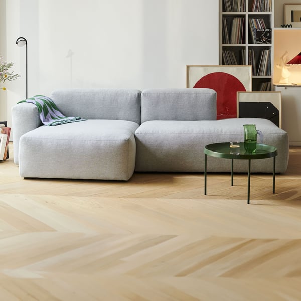 Mags - Canapé d'angle fixe tissu gris angle droit