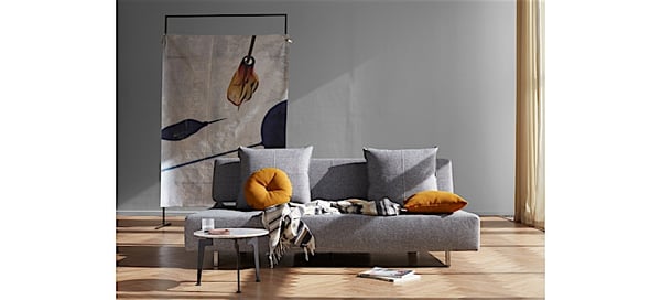 Long Horn - Canapé convertible tissu gris