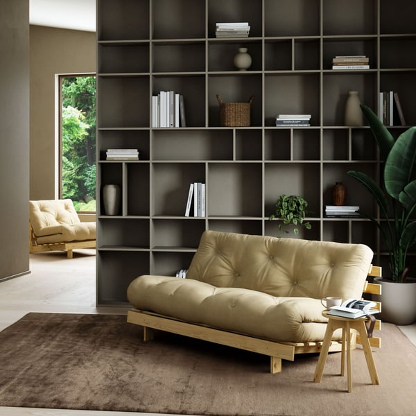 Grab - Canapé convertible tissu marron