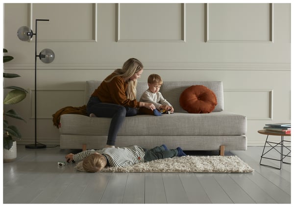 Sigmund - Canapé convertible 3 places tissu beige