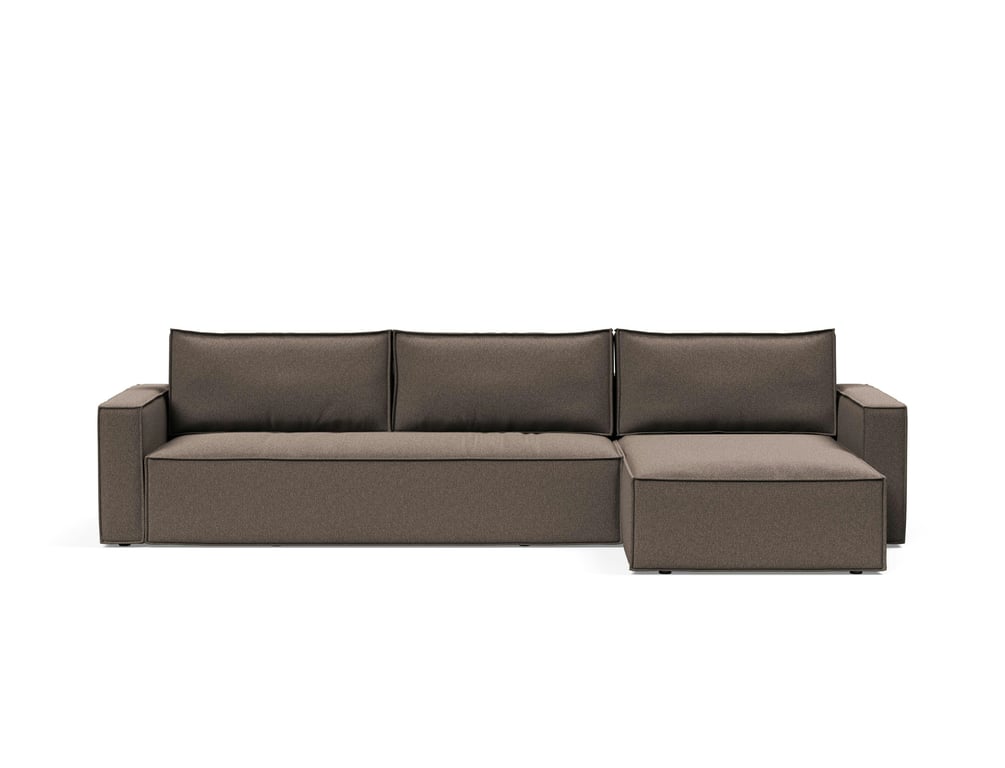 Newilla - Canapé d'angle convertible 4 places tissu marron - Vue supplémentaire 1