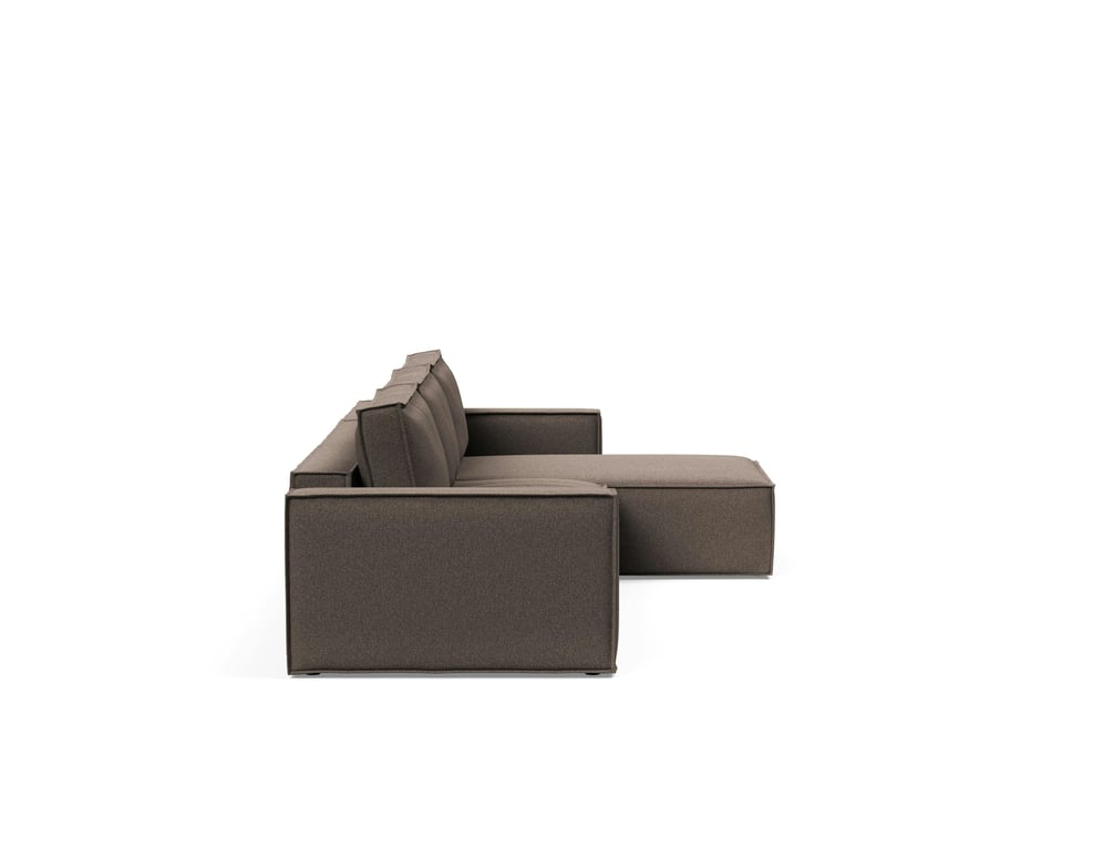Newilla - Canapé d'angle convertible 4 places tissu marron - Vue supplémentaire 2