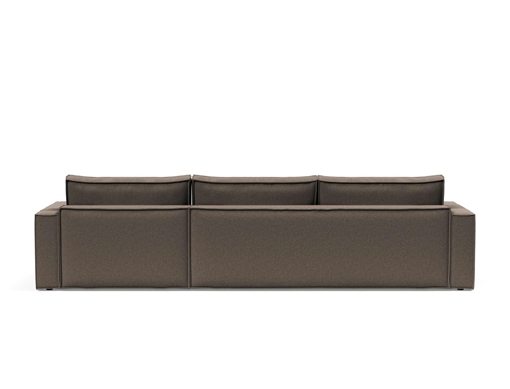 Newilla - Canapé d'angle convertible 4 places tissu marron - Vue supplémentaire 3