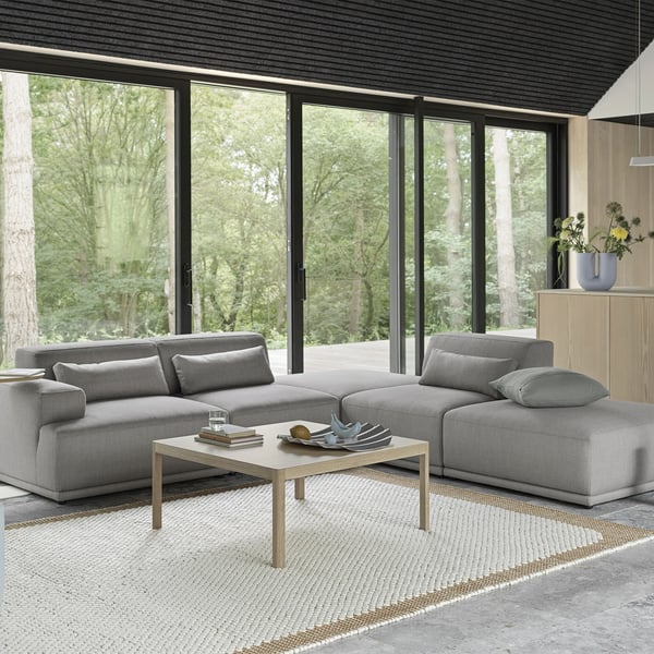 Connect Soft - Canapé d'angle fixe 4 places tissu gris