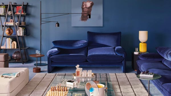 Maralunga 40 - Canapé 2 places tissu bleu