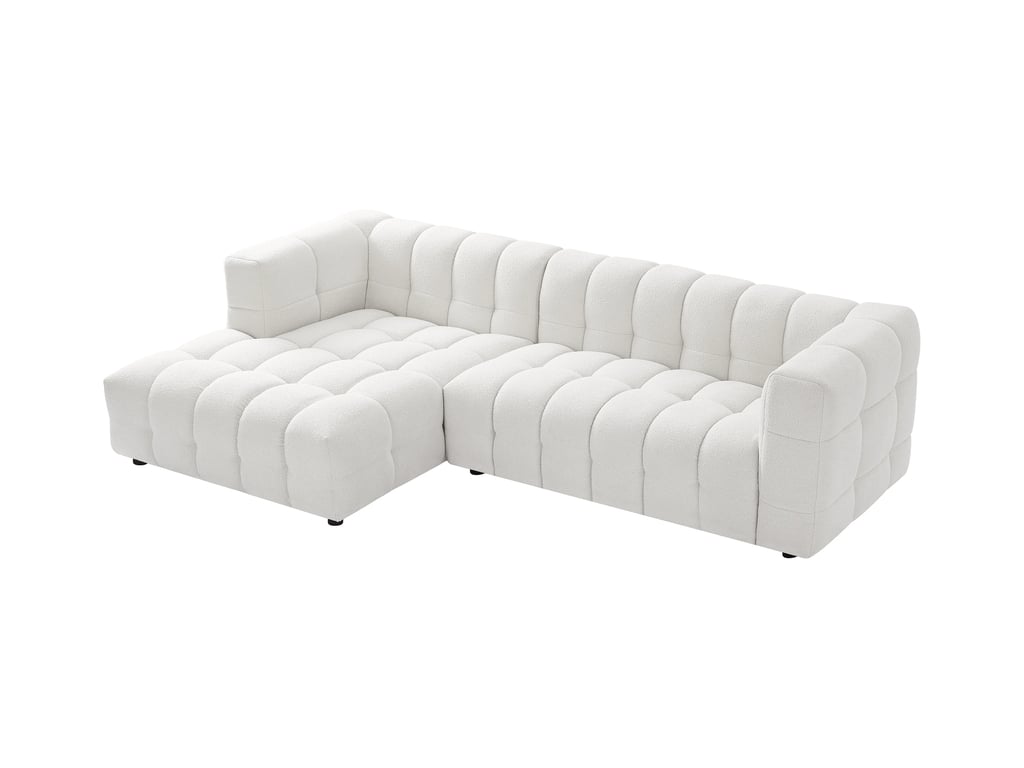 Canapé Lerici - Angle gauche en tissu bouclette blanc ivoire - Vue supplémentaire 1