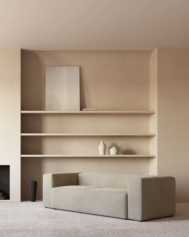 Blok - Canapé 3 places en chenille beige - Vue supplémentaire 1