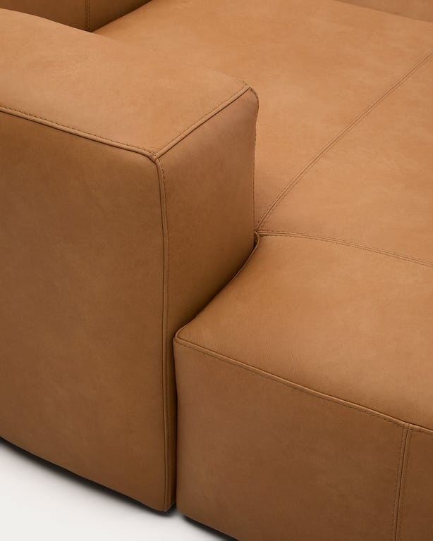 Blok - Canapé en cuir marron 4 places - Vue supplémentaire 2