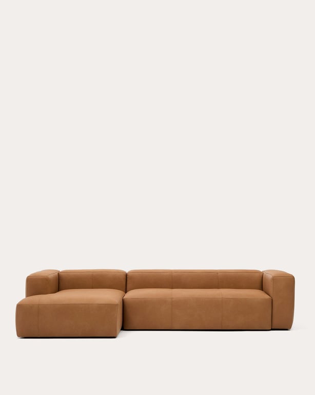 Blok - Canapé en cuir marron 4 places - Vue supplémentaire 1