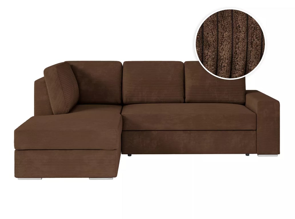 ADEN - Canapé d'angle convertible avec coffre en velours côtelé - Vue supplémentaire 1
