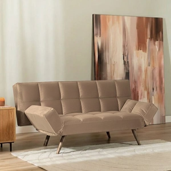 Canapé Timo convertible 3 places velours taupe