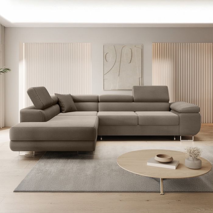 Produit similaire: Canapé d'angle gauche convertible Marius velours côtelé Taupe