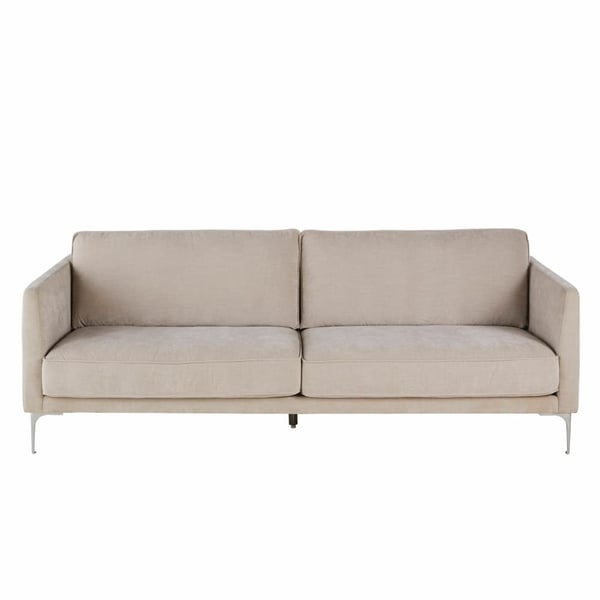 Tyler - Canapé 3/4 places effet velours recyclé beige