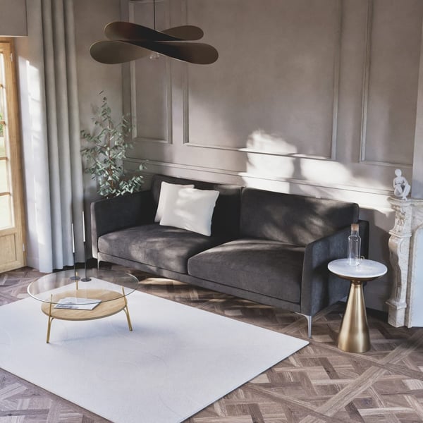 Tyler - Canapé 3/4 places effet velours recyclé vert de gris
