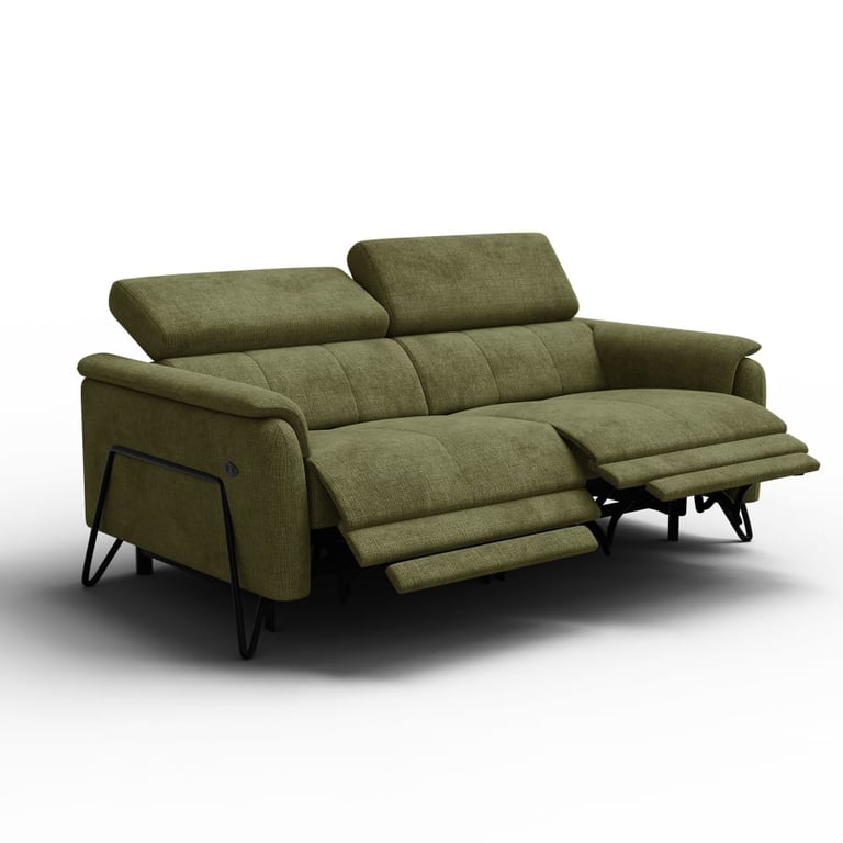 Roden - Canapé 3 places avec 2 Relax, tissu olive - Vue supplémentaire 2