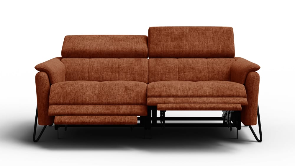 Roden - Canapé 3 places avec 2 Relax, tissu orange foncé - Vue supplémentaire 1