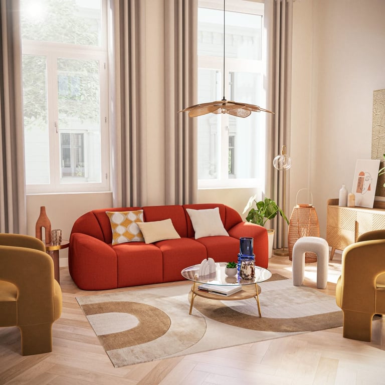 Produit similaire: Canapé Play 3 places tissu rouille