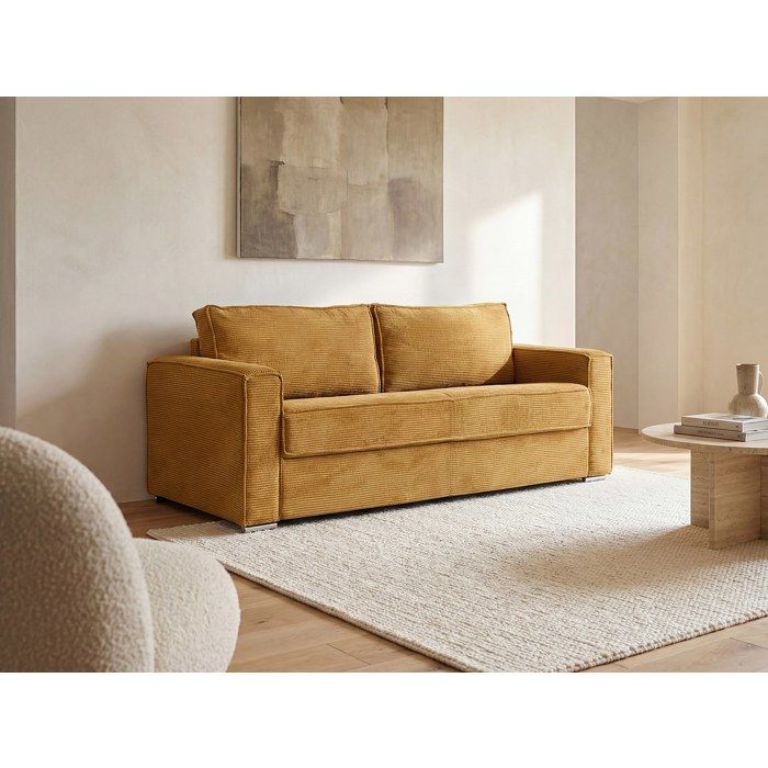 Produit similaire: Loreto - Canapé 4 places convertible express en velours côtelé jaune moutarde