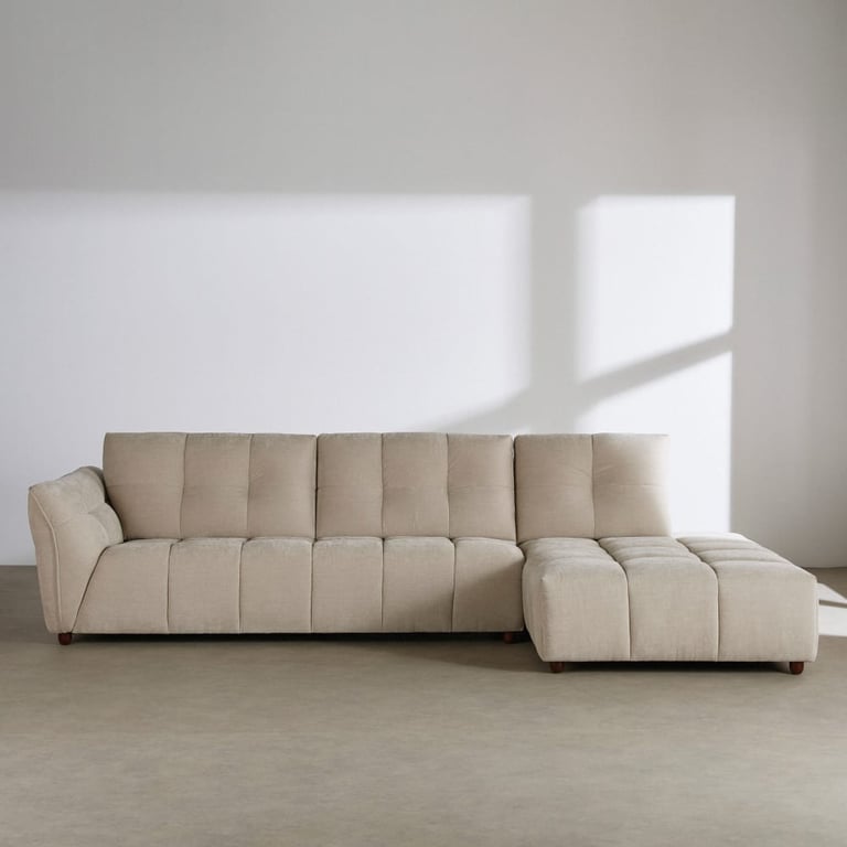 Robin - Canapé avance-recule 4/5 places effet velours beige - Vue supplémentaire 1