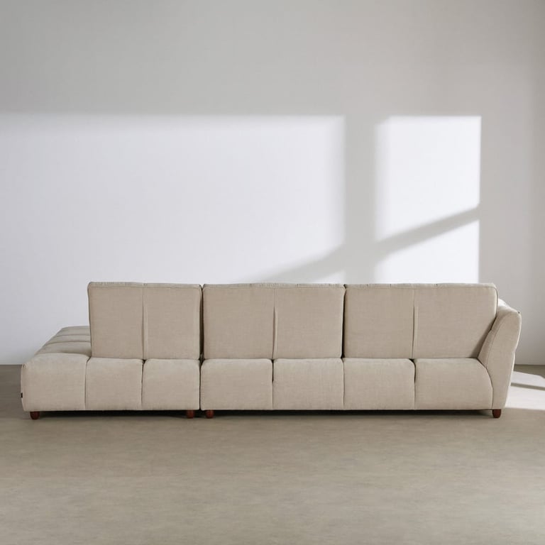 Robin - Canapé avance-recule 4/5 places effet velours beige - Vue supplémentaire 2