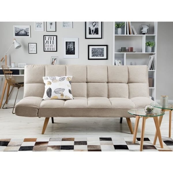 Canapé clic-clac beige INGARO - BELIANI - Convertible - Style scandinave et moderne - Accoudoirs réglables