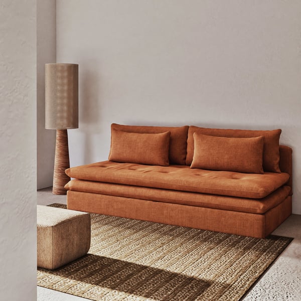Canapé Clio convertible 2/3 places tissu rouge