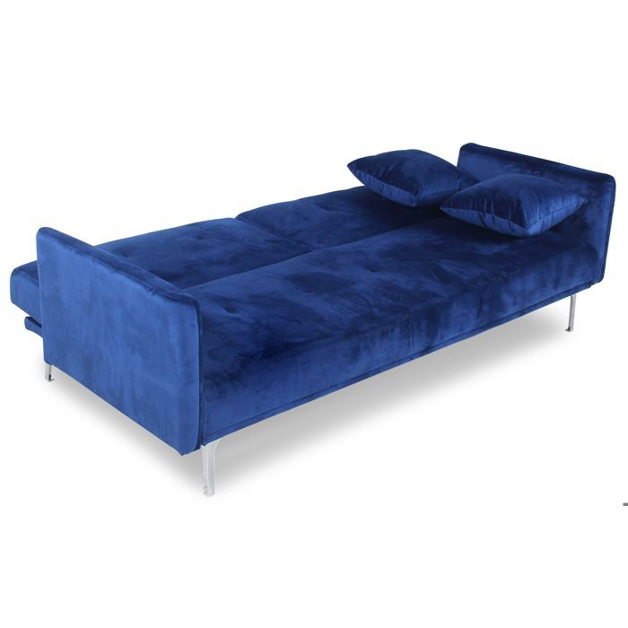 Canapé Carla - convertible clic-clac 3 places Velours Bleu - Vue supplémentaire 2