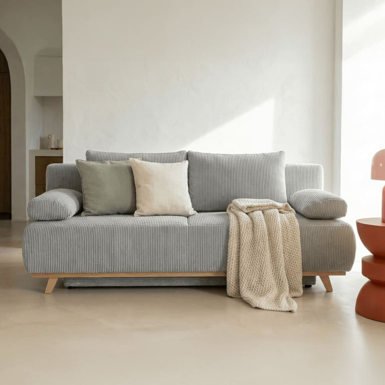 Produit similaire: Laria-new - Canapé convertible velours côtelé Gris