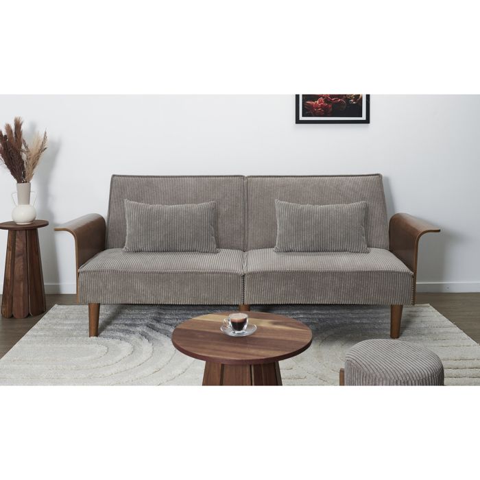 Produit similaire: Canapé convertible en velours côtelé gris et bois L205 cm - 205 cm X 90 cm X 83 cm - Calicosy