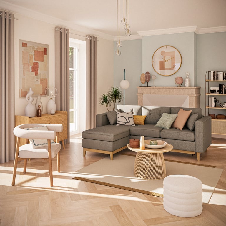 Produit similaire: Brooke - Canapé d'angle convertible 4/5 places gris clair Brooke