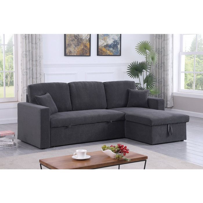 Produit similaire: Canapé d'angle convertible en velours côtelé "Alain" - 3 places - Gris