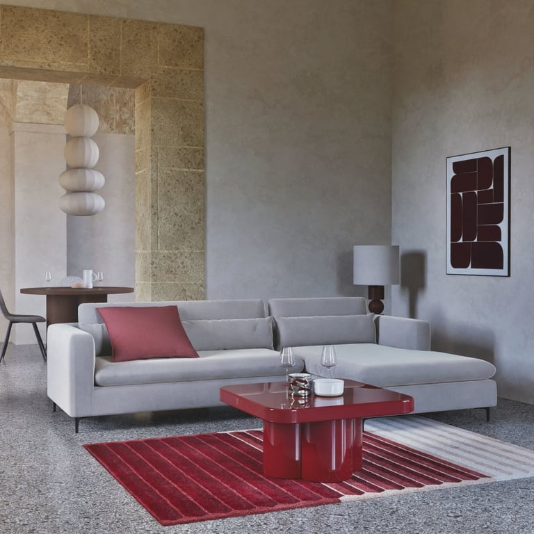 Produit similaire: Urban - Canapé d'angle droit 4 places avec têtière velours beige