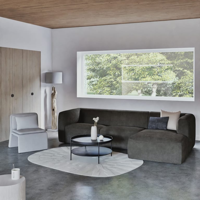 Produit similaire: Jiggy - Canapé d'angle droit 4/5 places velours recyclé vert de gris