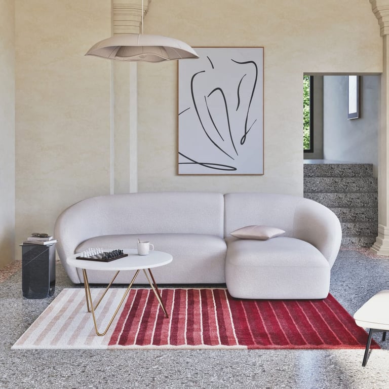 Produit similaire: Mallow - Canapé d'angle droit 4/5 places bouclette écrue