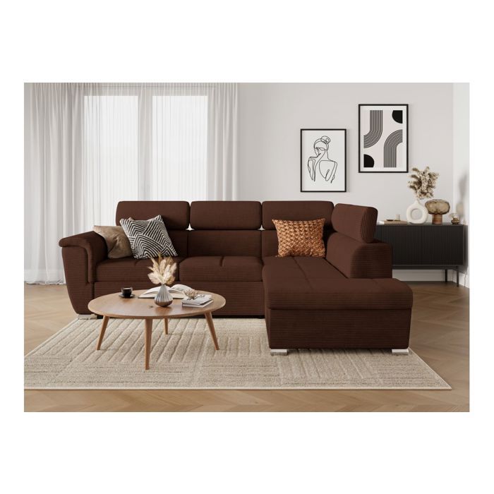 Produit similaire: Canapé d'angle droit 4 places PAOLA convertible avec coffre en velours côtelé - Marron - L252 x P188 x H76cm - LOUNGITUDE
