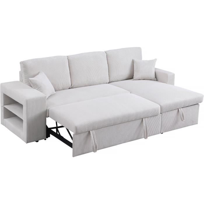 Canapé Axel - velours côtelé 3 places Beige - Vue supplémentaire 2