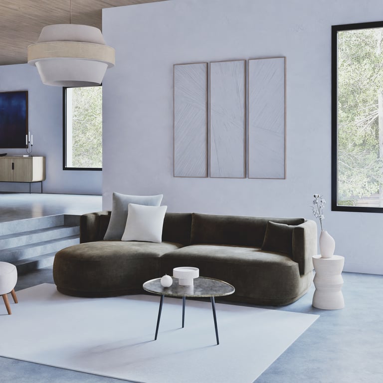 Produit similaire: Modjo - Canapé d'angle gauche 3/4 places en textile velouté vert kaki