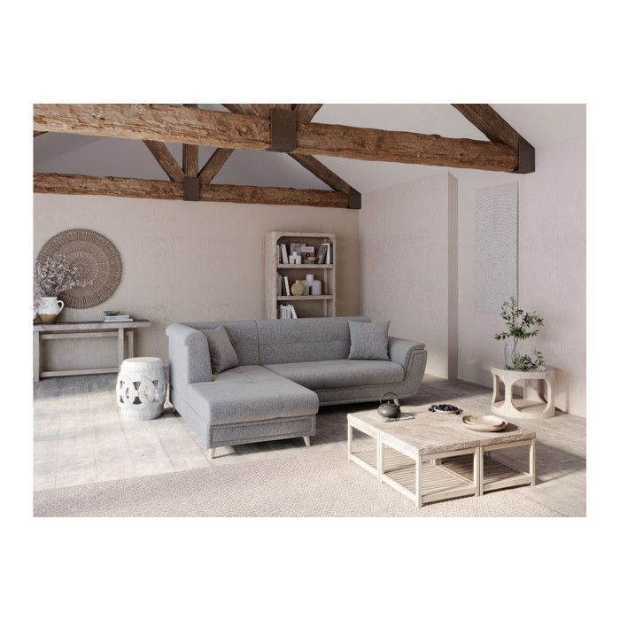 Produit similaire: Canapé d'angle gauche 5 places FLAVIE convertible en tissu - Gris - L260 x 180 x 85cm - LOUNGITUDE
